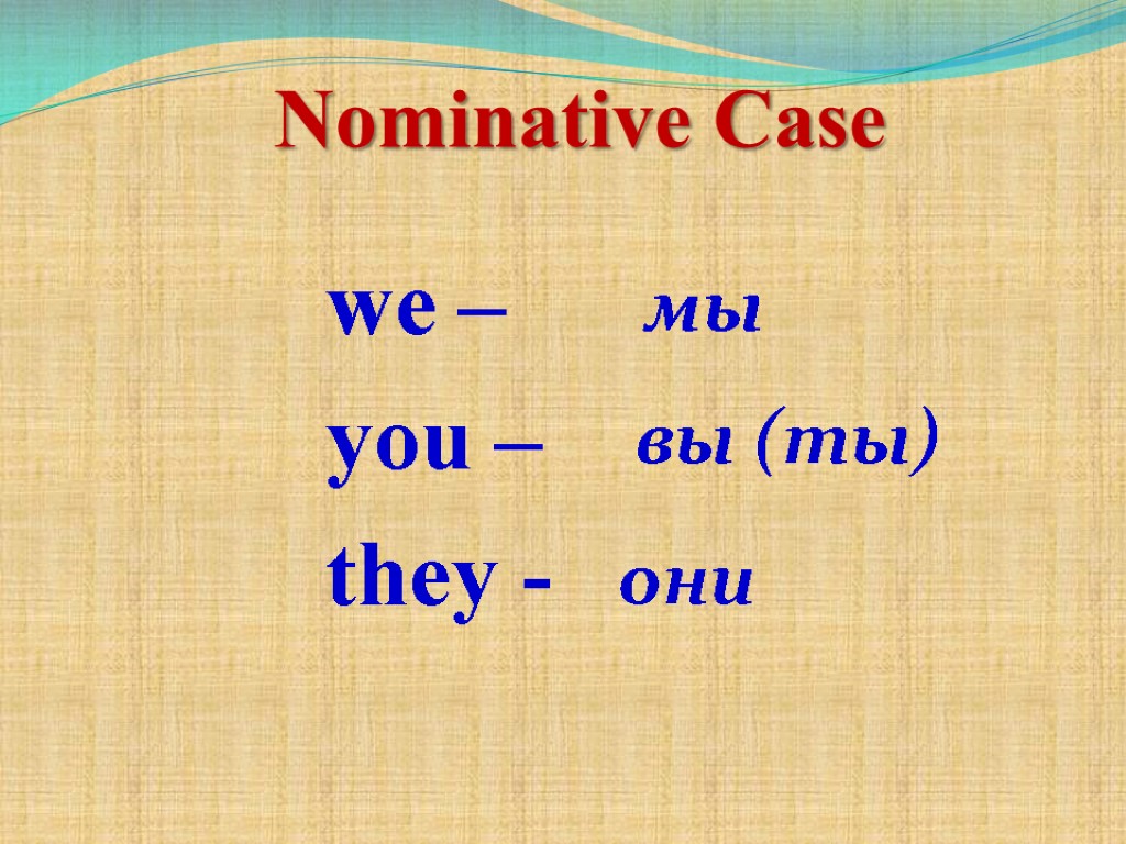 we – you – they - Nominative Case мы вы (ты) они